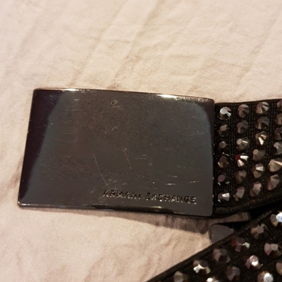 Armani Exchange Gun Metal Rhinestone Stretch Belt main image 10